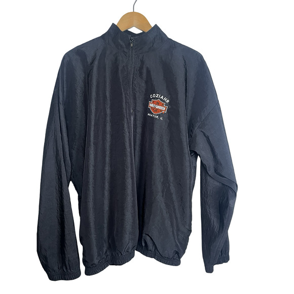Vintage Harley-Davidson Jacket Mens One Size 1/4 Zip Windbreaker Coziahr 90s - Picture 3 of 12